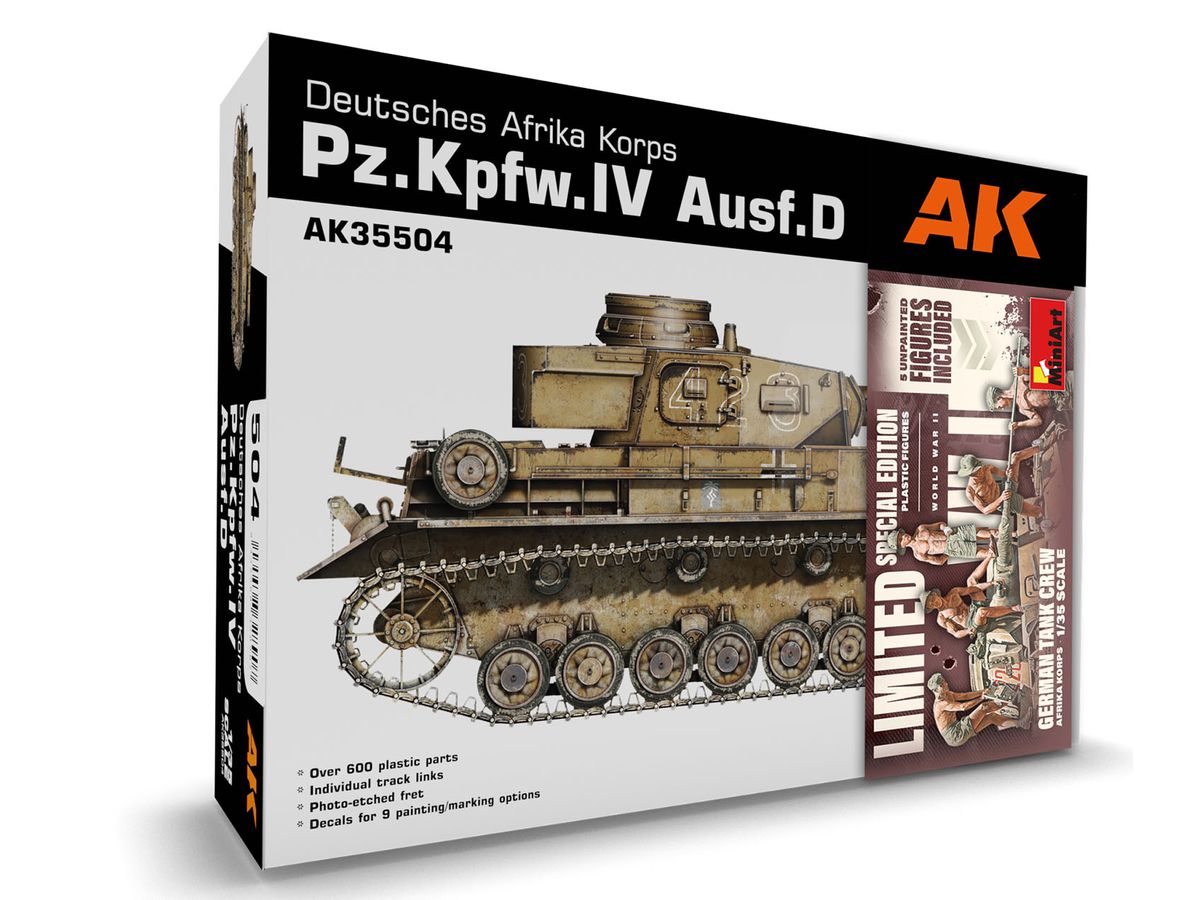 WW.II German Army Panzer IV Type D DAK Tank 5 Crew Figure Included