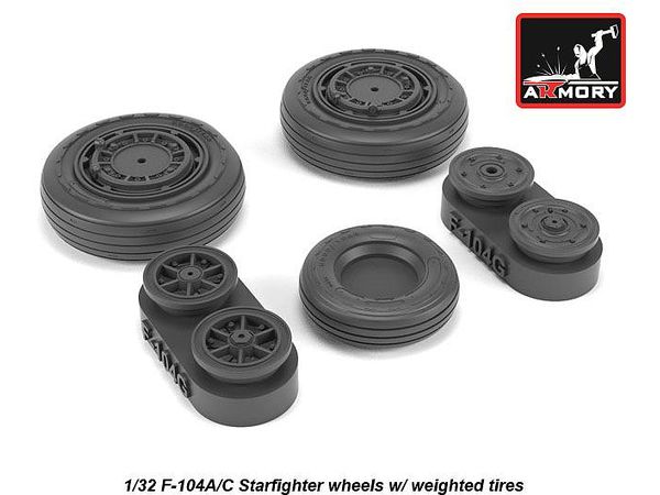 F-104A/C Starfighter wheels, w/ optional nose wheels, weighted