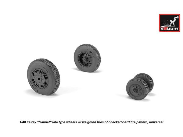 Fairey Gannet late type wheels w/ weighted tires of checkerboard tire pattern