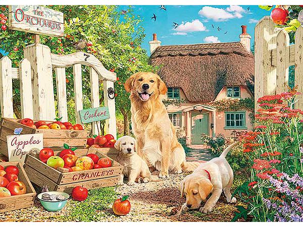 Jigsaw Puzzle Puppy and Apple Garden 500P (53x38cm)