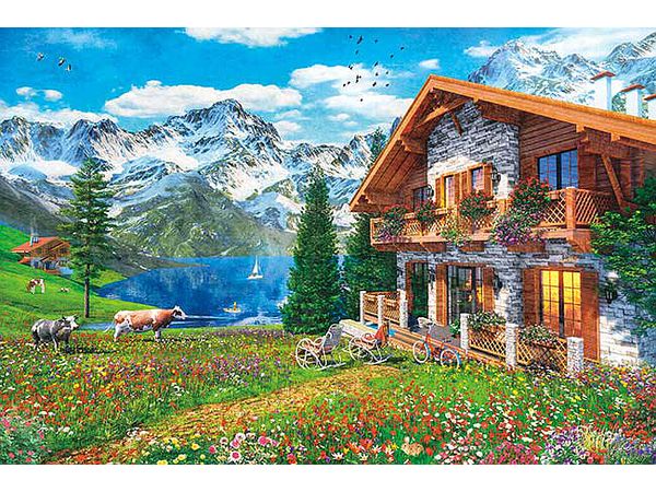 Jigsaw Puzzle Flowering Alps House 1000P (75x50cm)