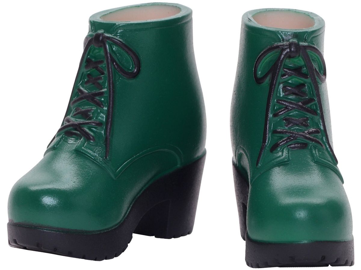 Soft Vinyl Short Boots Dark Green x Black
