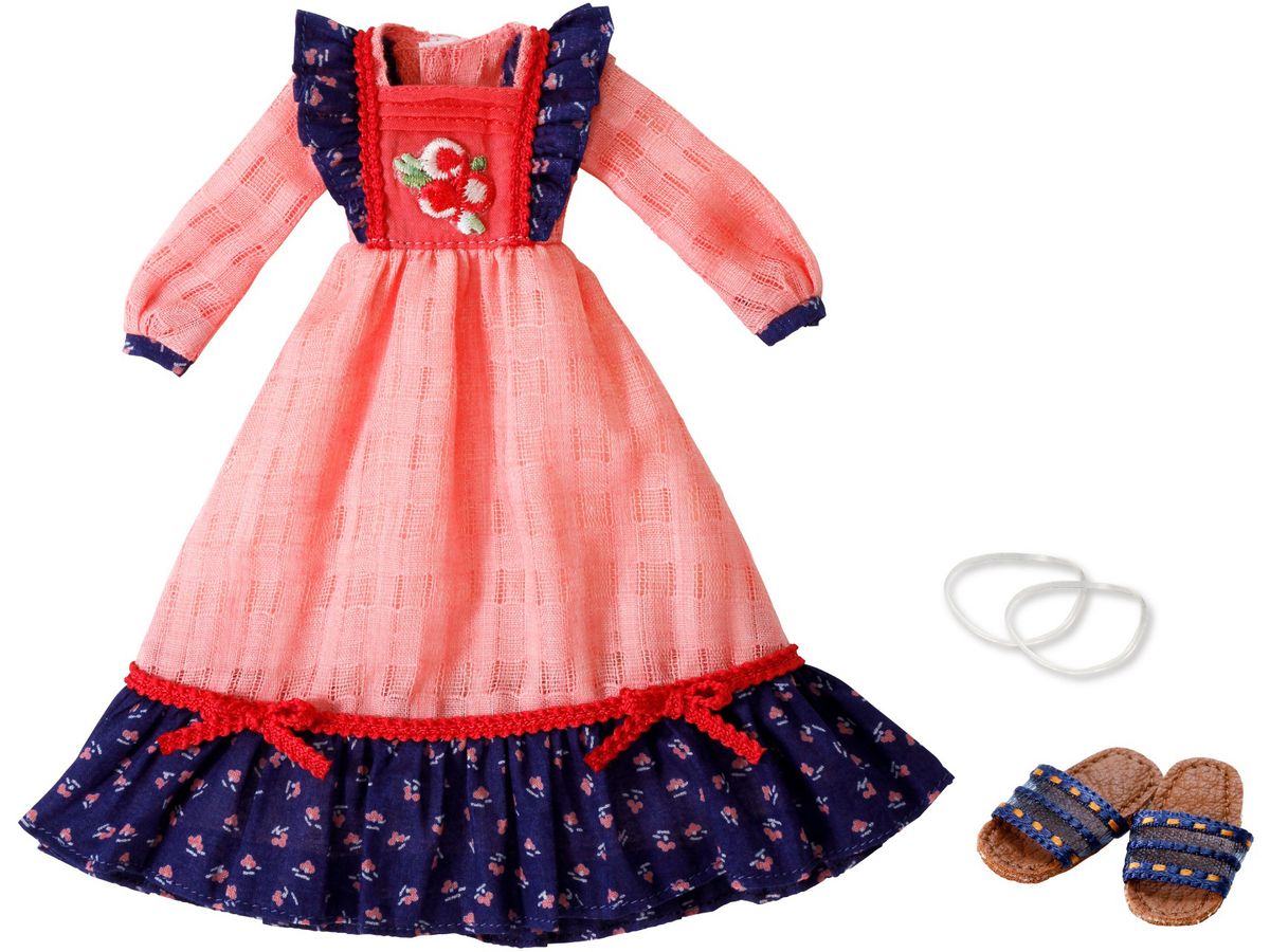 BonBons Retro Floral One Piece Dress Set Light Orange x Navy