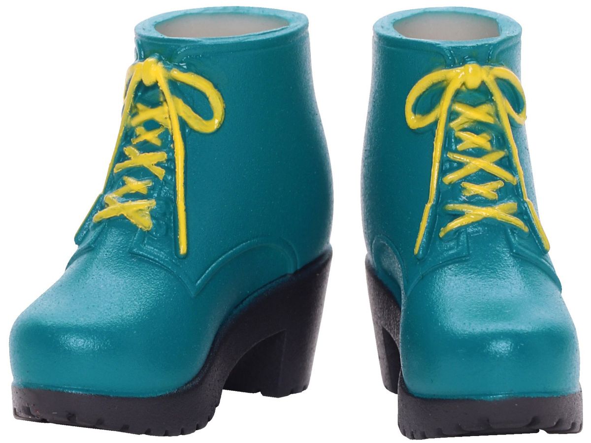 Soft Vinyl Short Boots Turquoise x Yellow