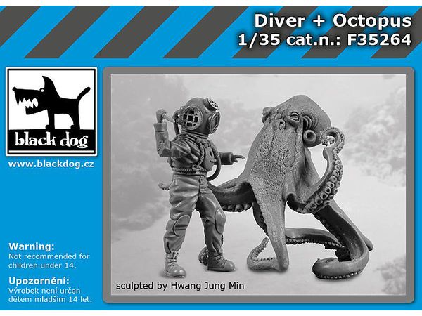 Diver and octopus
