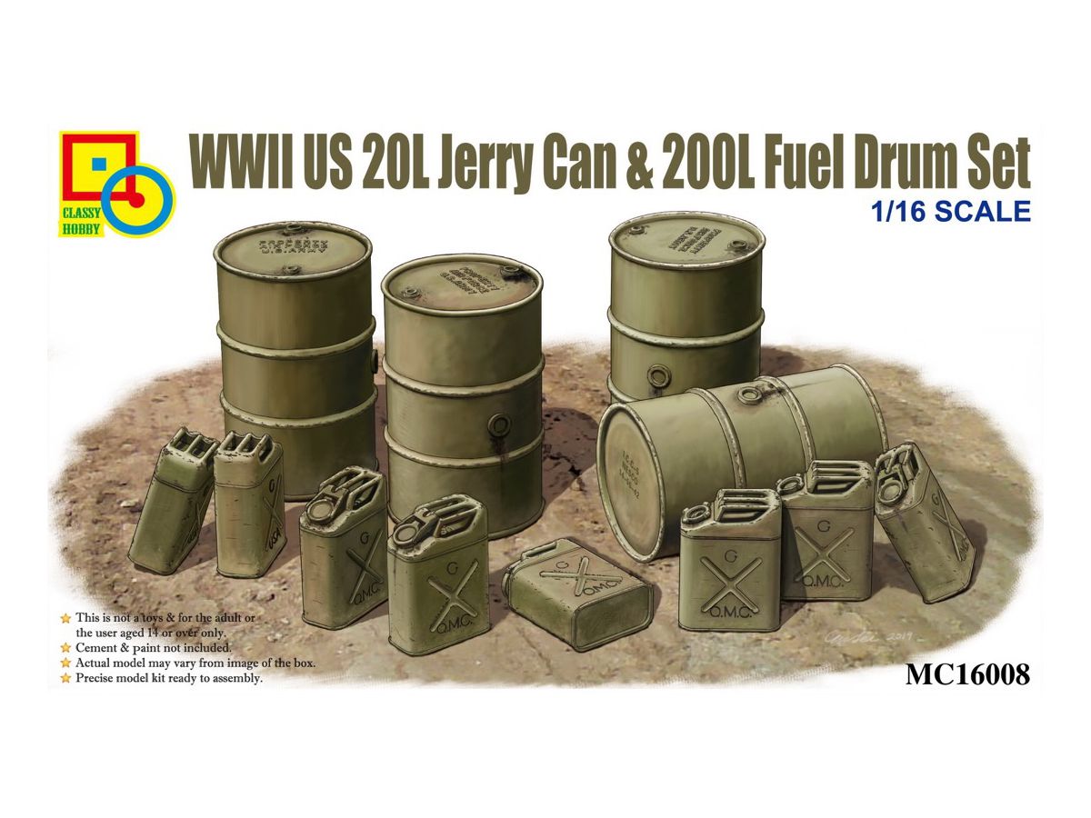WWII US 20L Jerry Can & 200L Fuel Drum Set
