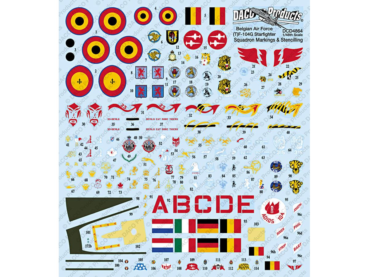 (T)F-104G Starfighter Squadron markings, zaps & stencils