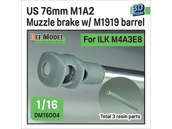 US 76mm M1A2 gun Muzzle brake w/ M1919 barrel(2pc) (for Ilovekit M4A3E8 kit)