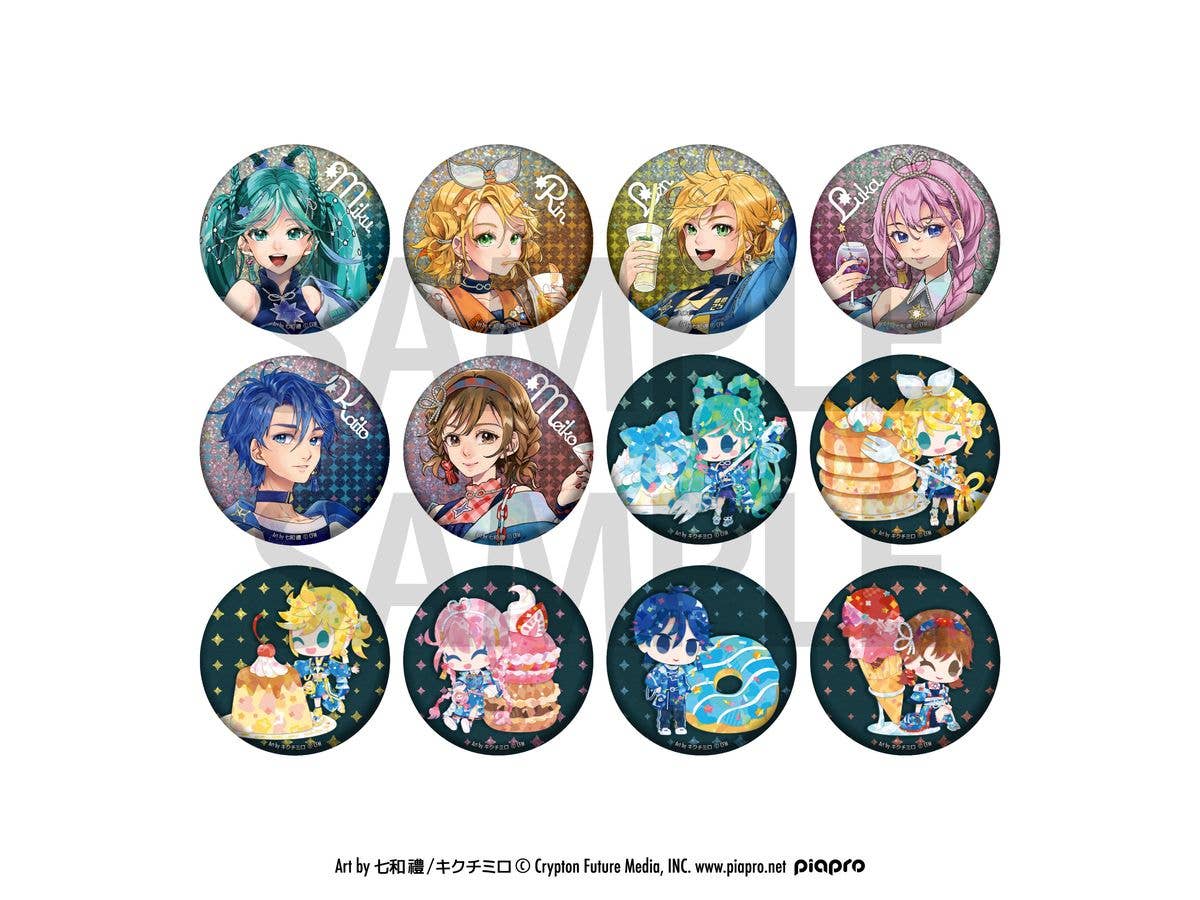 Hatsune Miku: Magical Mirai 2025 Collaboration Cafe In E-Diner Trading Glitter Can Badges 1Box 12pcs