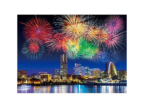 Jigsaw Puzzle: Yokohama Night View and Gorgeous Fireworks-Kanagawa 500P (38 x 53cm)