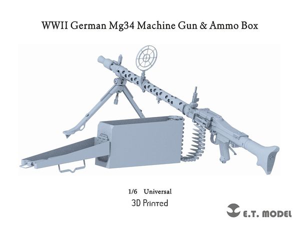WWII German MG34 Machine Gun & Ammo Box (3D Printed)