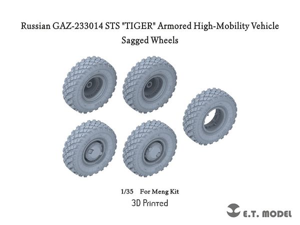 Russian GAZ-233014 STS TIGER Armored High-Mobility Vehicle Sagged Wheels (For Meng Kit)