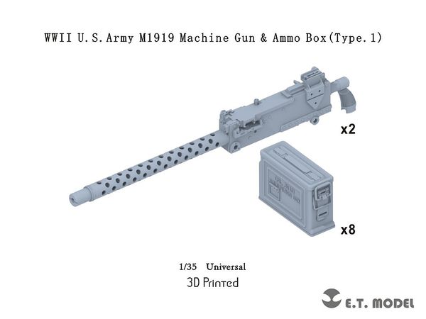 WWII U.S.Army M1919 Machine Gun & Ammo Box (Type.1)