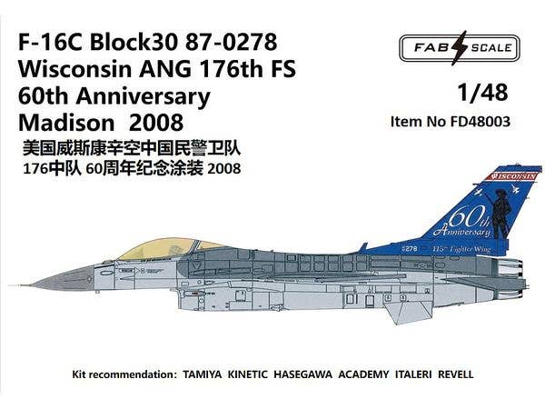 F-16C Wisconsin ANG 176th FS 60th Anniversary Decals