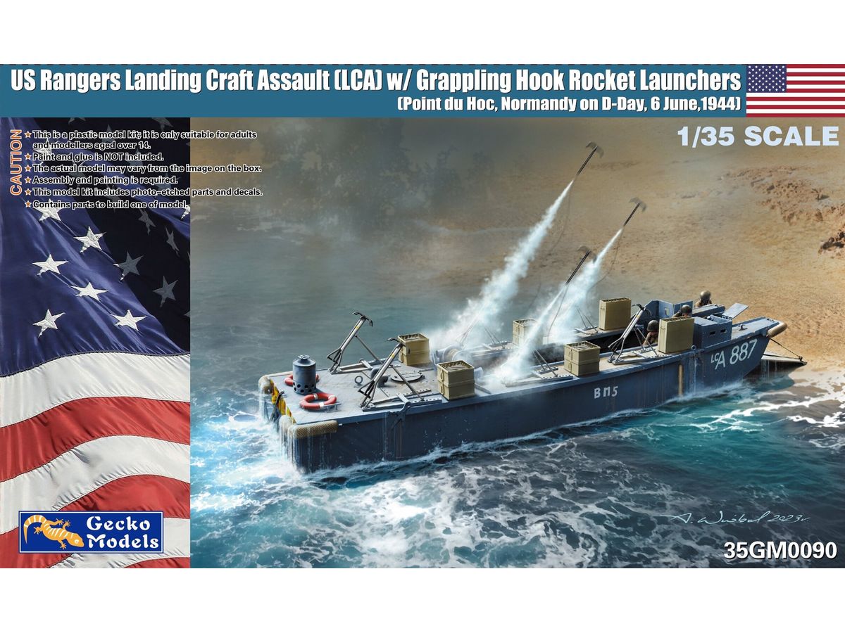 US Rangers Landing Craft Assault (LCA) w/Grappling Hook Rocket Launchers, D-Day Normandy, 6th June 1944