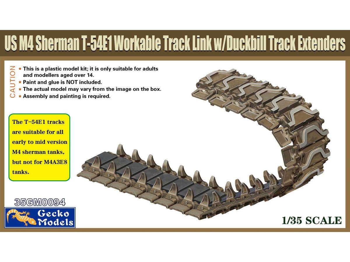 US M4 Sherman T-54E1 Workable Track Link w/Duckbill Track Extenders