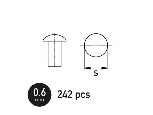 Flat Spherical Rivet 0.6 mm 242pcs