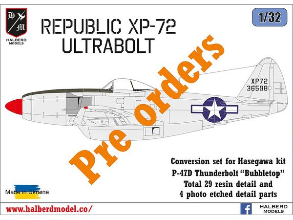 Republic XP-72 Ultrabolt conversion set for Hasegawa