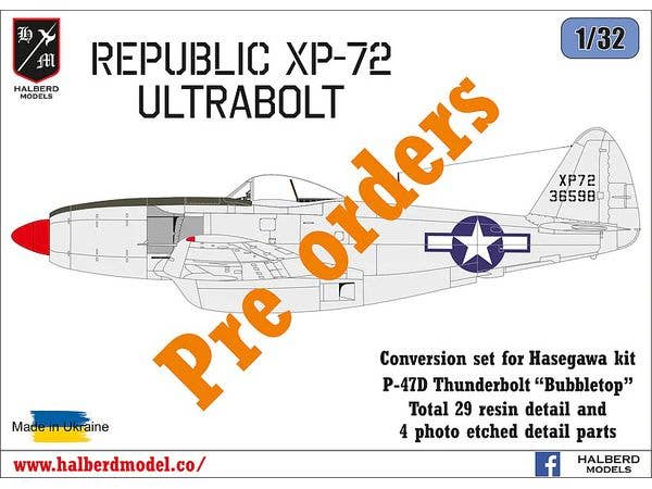Republic XP-72 Ultrabolt conversion set for Hasegawa