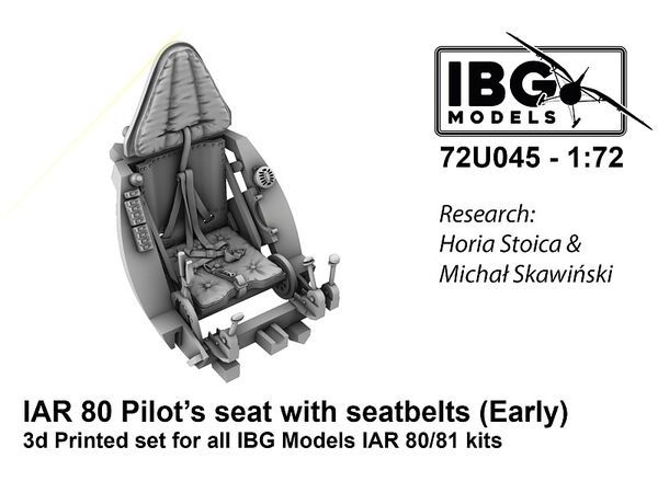 IAR 80 Pilot's seat with seatbelts (Early) 3d Printed set for all IBG Models IAR 80/81 kits (72U045)