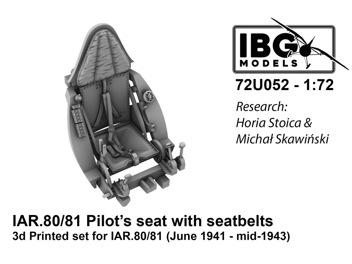 IAR.80/81 Pilot's seat with seatbelts 3d Printed set for IAR.80/81 (June 1941 - mid-1943) (72U052)