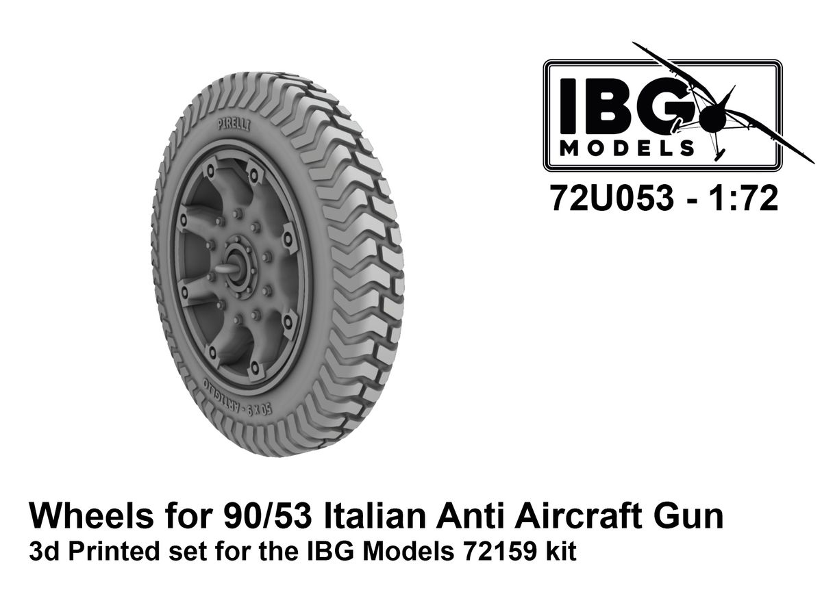 Wheels for 90/53 Italian Anti Aircraft Gun 3d Printed set for the IBG Models 72159 kit (72U053)