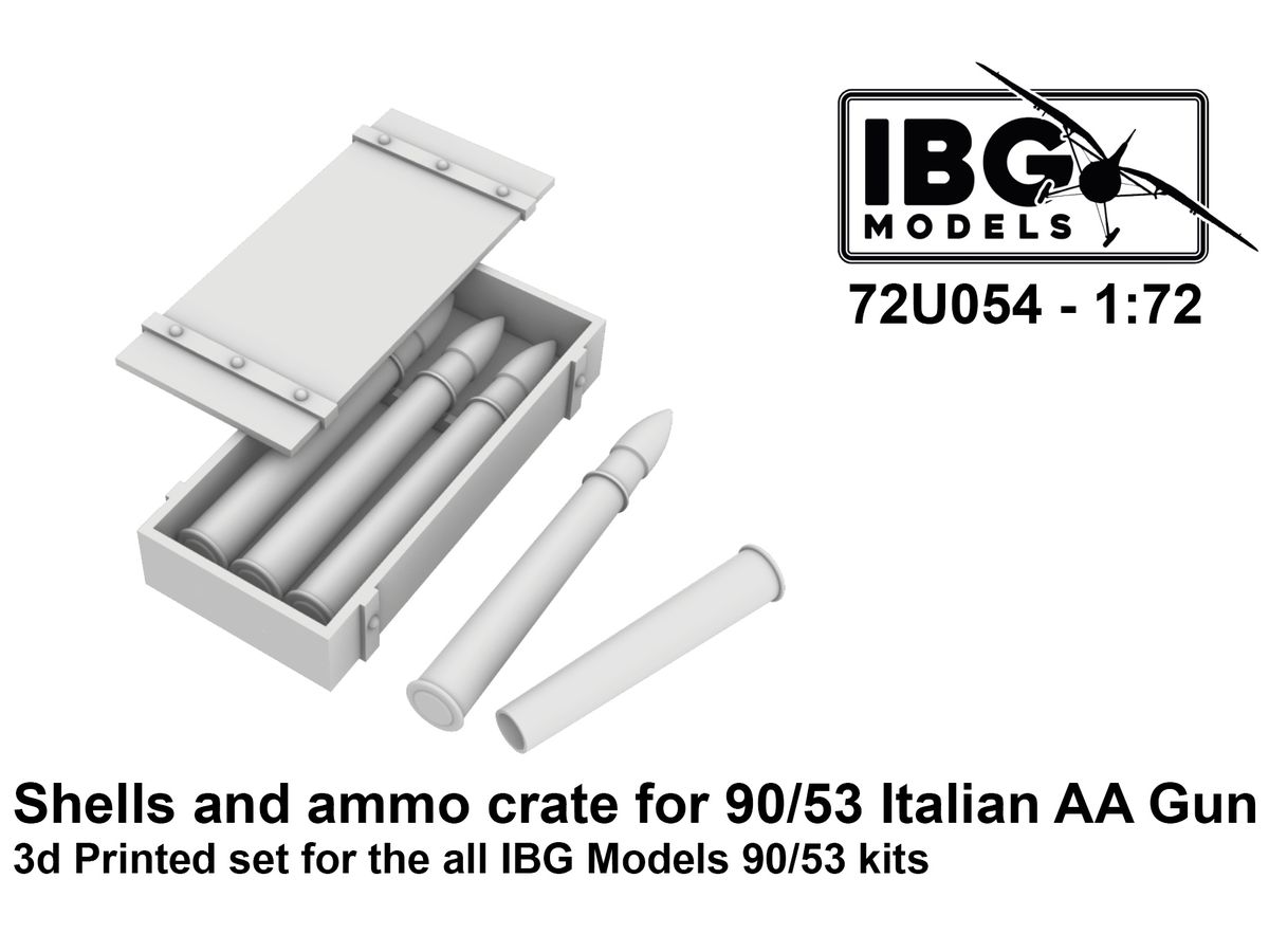 Shells and ammo crate for 90/53 Italian AA Gun 3d Printed set for the all IBG Models 90/53 kits (72U054)