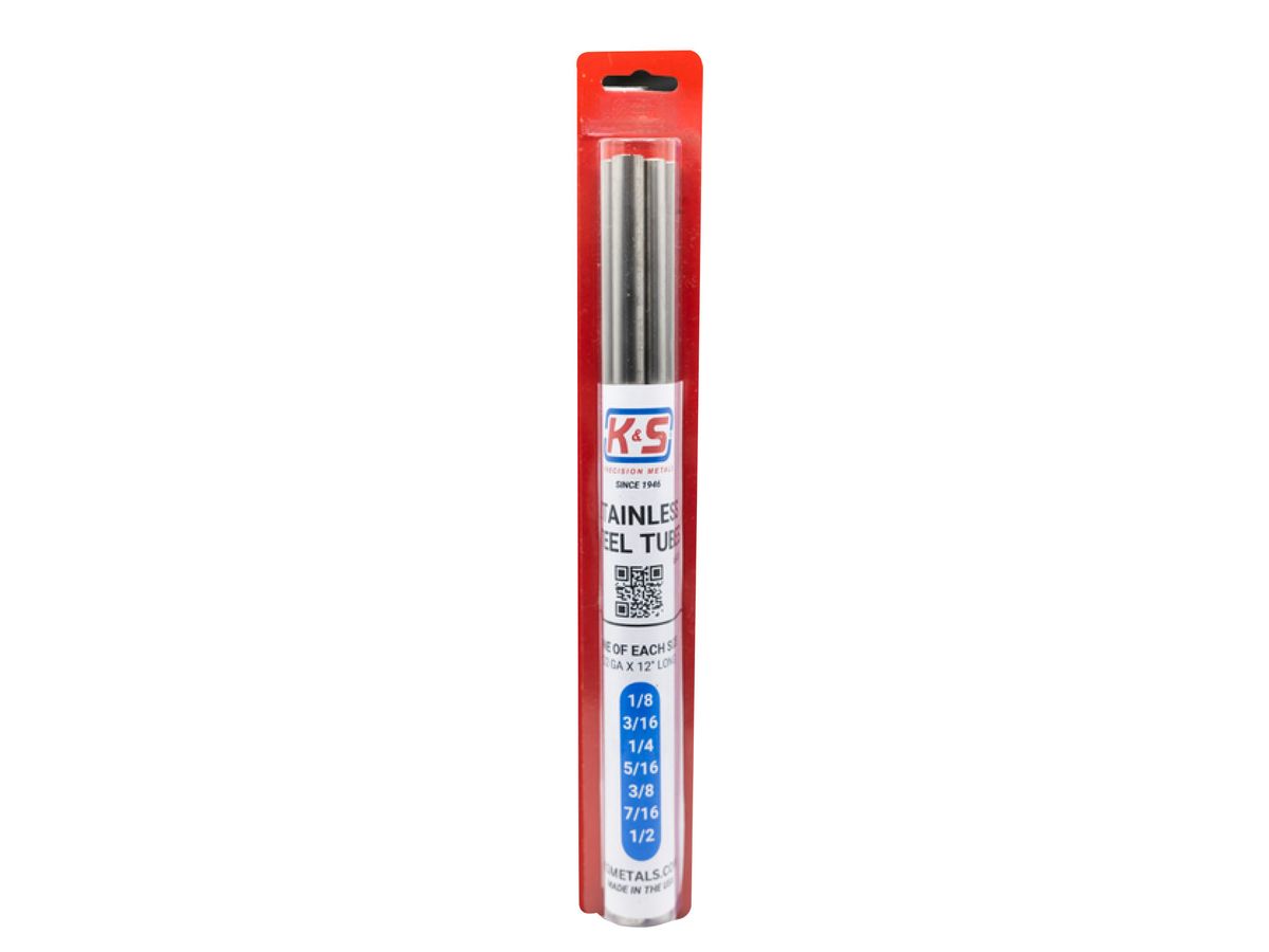 Stainless steel pipes, 7 types of outer diameter, 1 of each, set of 7 (length 300mm)