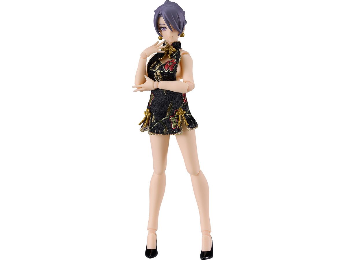 figma Female Body (Mika) with Mini Skirt Chinese Dress Outfit (BLACK)