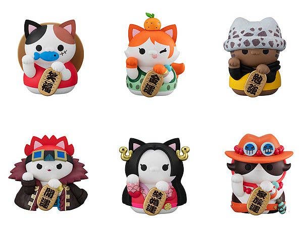 MEGA CAT PROJECT One Piece Nyan Piece Nyan! Manekineko Fortune Lucky Cat Pirates: 1Box (6pcs)
