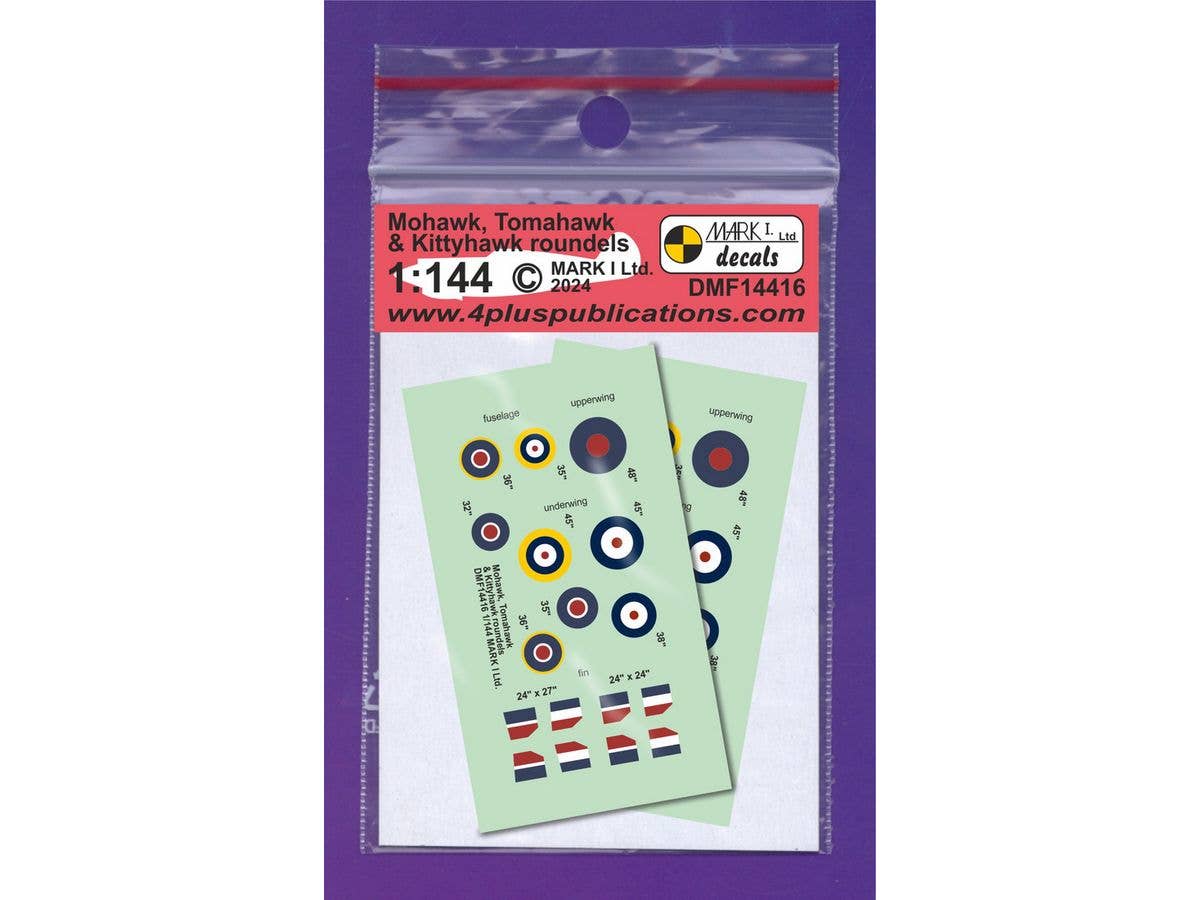 Mohawk, Tomahawk & Kittyhawk roundels & fin flashes, 2 sets