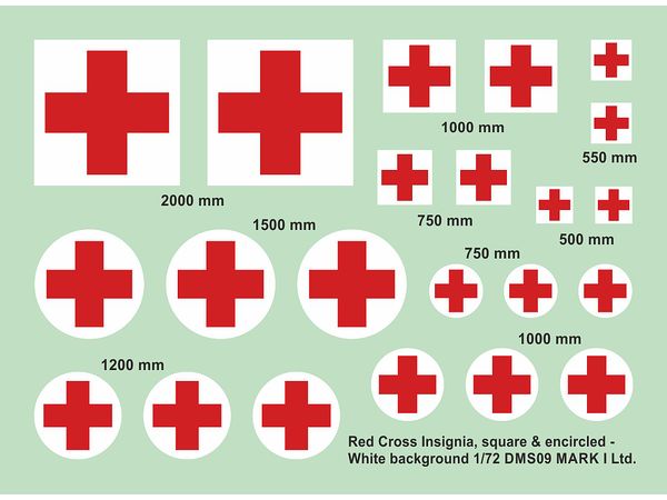 Red Cross Insignia, square & encircled - White background, 2 sets