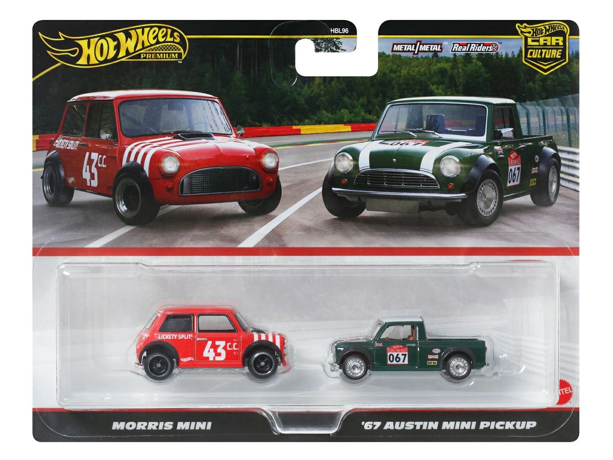 Hot Wheels Premium 2 Pack Morris Mini / '67 Austin Mini Pickup (Waiting List)