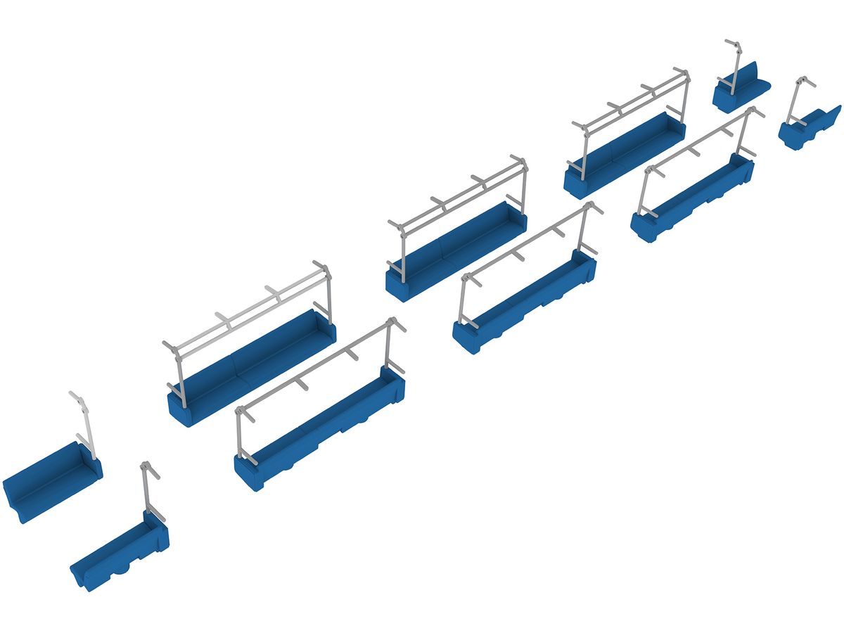 Long Seat Interior Set A (Blue) for 2 Cars for 4-door Cars