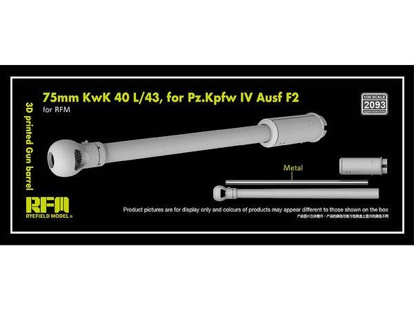 3D Printed Gun Barrel 75mm KwK 40 L/43 for Pz.Kpfw IV Ausf F2 (for RFM/Border/Takom)