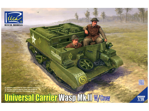 British Army Universal Carrier Wasp Mk.II Flamethrower-Equipped w/2 Figures