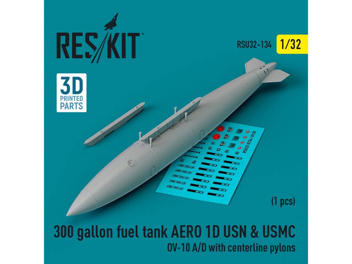 300 gallon fuel tank AERO 1D USN & USMC (1 pcs) (OV-10 A/D with centerline pylons) (3D Printed)