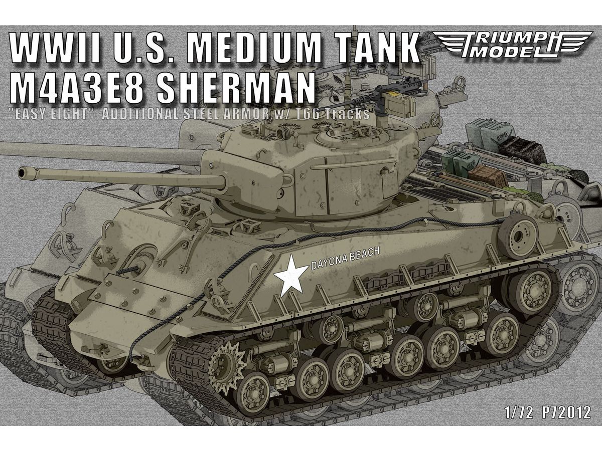 WWII U.S. Medium Tank M4A3E8 Sherman Easy Eight Additional Steel Armor.w/ T66 Tracks