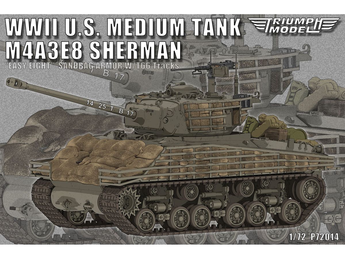 WWII U.S. Medium Tank M4A3E8 Sherman Easy Eight Sandbag Armor.w/ T66 Tracks