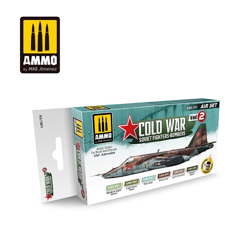 Ammo Mig Jimenez COLD WAR VOL.2 SOVIET FIGHTERS Acrylics AMIG 7239 6 jars 17mL Ammo Mig Jimenez COLD WAR VOL.2 SOVIET FIGHTERS Acrylics AMIG 7239 6 jars 17mL