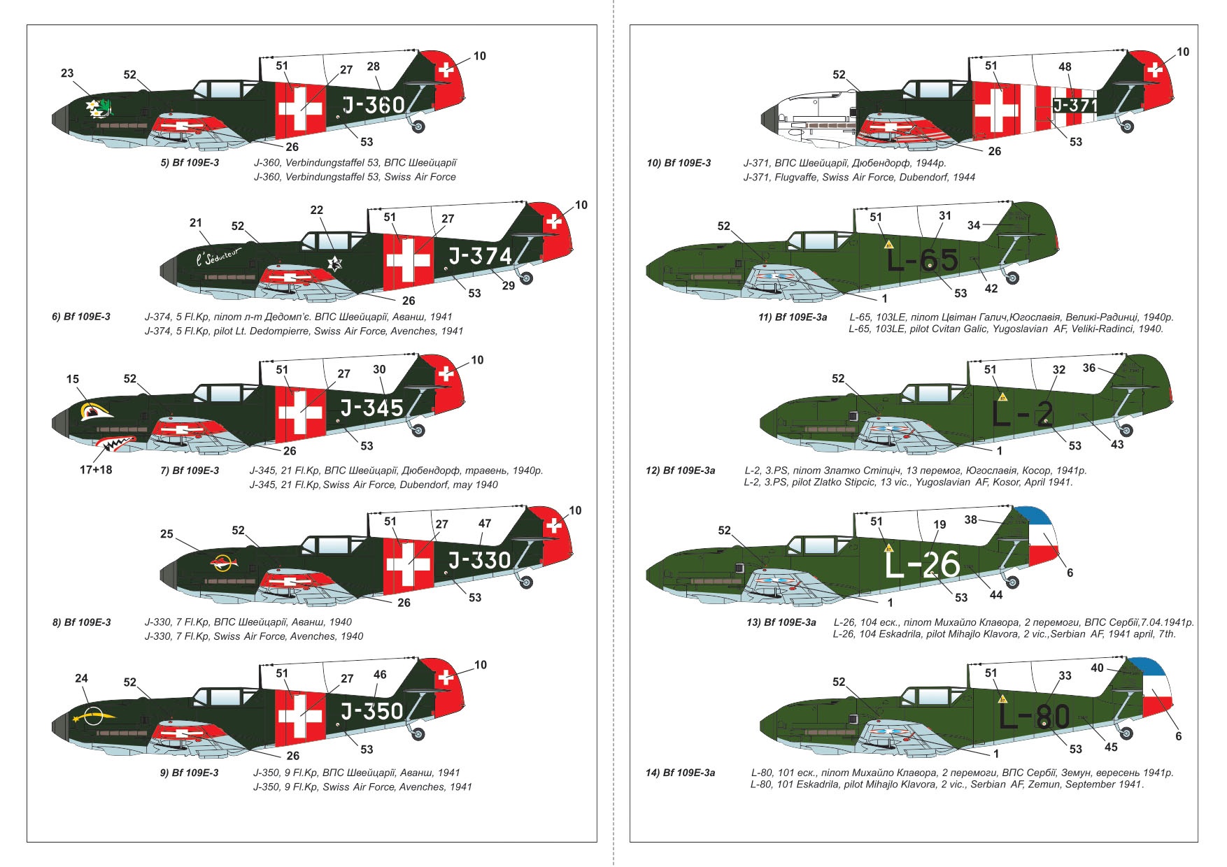1/144 Messerschmitt Bf 109E Foreign Service Aces, Pt.1 Spain, Switzerland,  Yugoslavia, Serbia