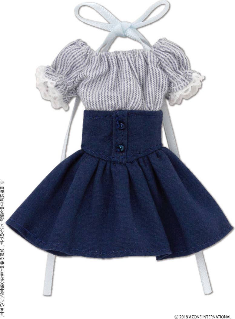 OffShoulder Sunny OnePiece Dress Navy Blue Stripes x Navy Blue (Picco Neemo Size)