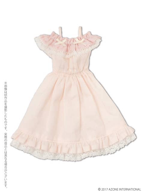 Off-Shoulder Frill One-Piece Dress Light Pink (Pure Neemo M