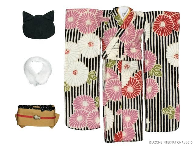 Pure Neemo S Modern Animal Kimono Set - Ink Black x Black