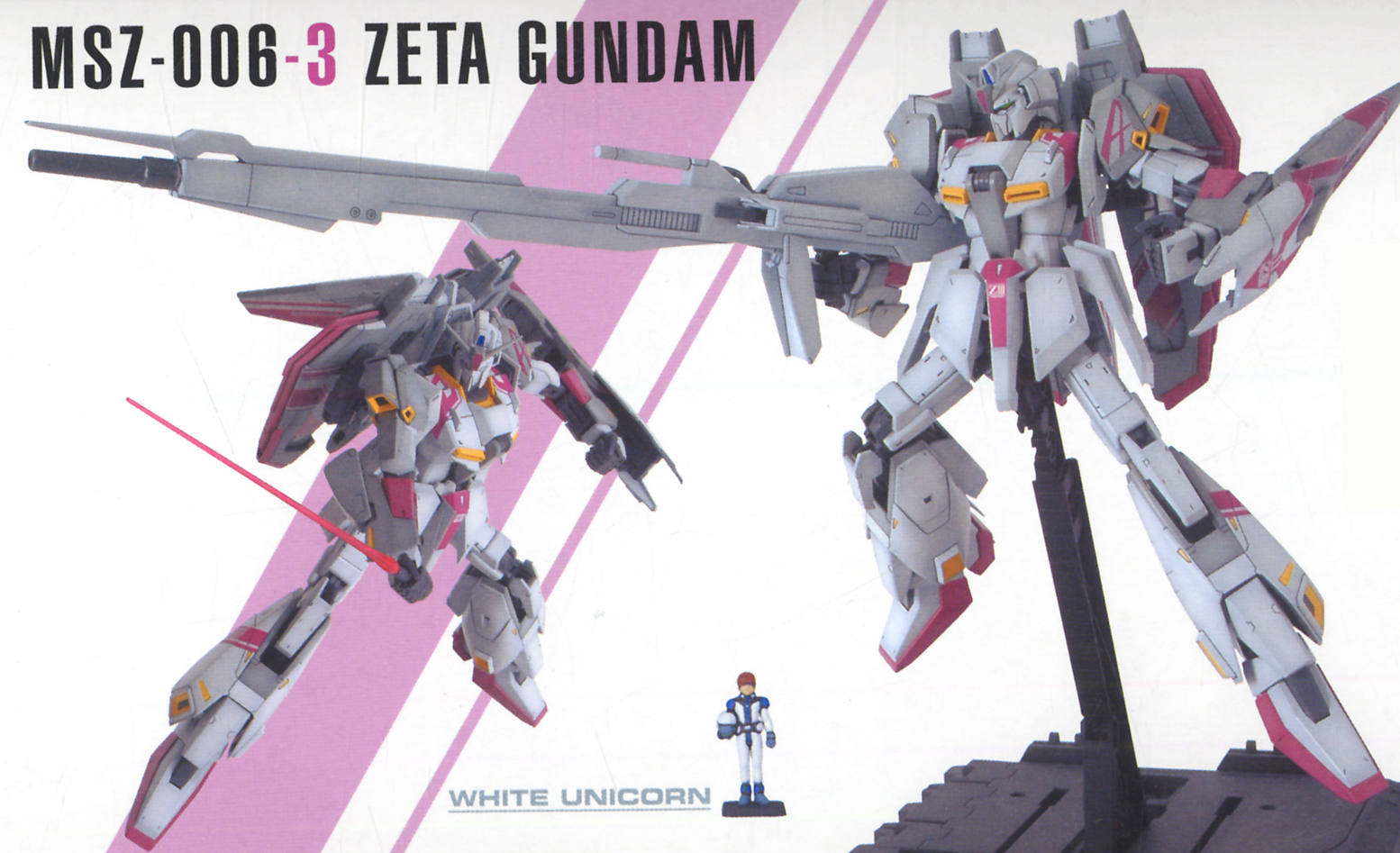 Bandai MG 1/100 Msz-006-3 ZETA Gundam Unit 3 White Unicorn Color Model Kit for sale online 