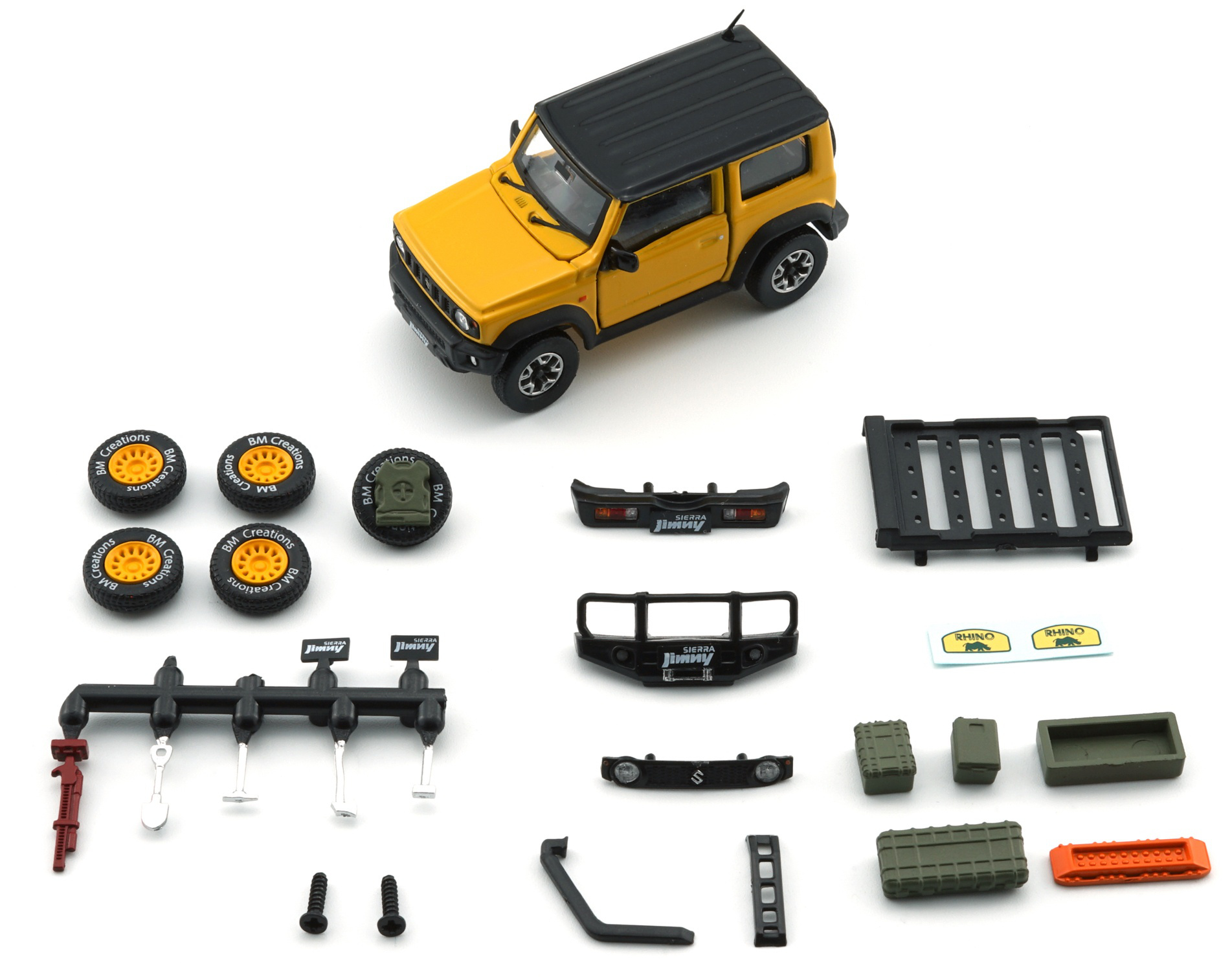 1/64 Suzuki Jimny (JB74) 2019 RHD Rhino Ivory Yellow Accessory Pack BMC X  JIMNY 5th Anniversary