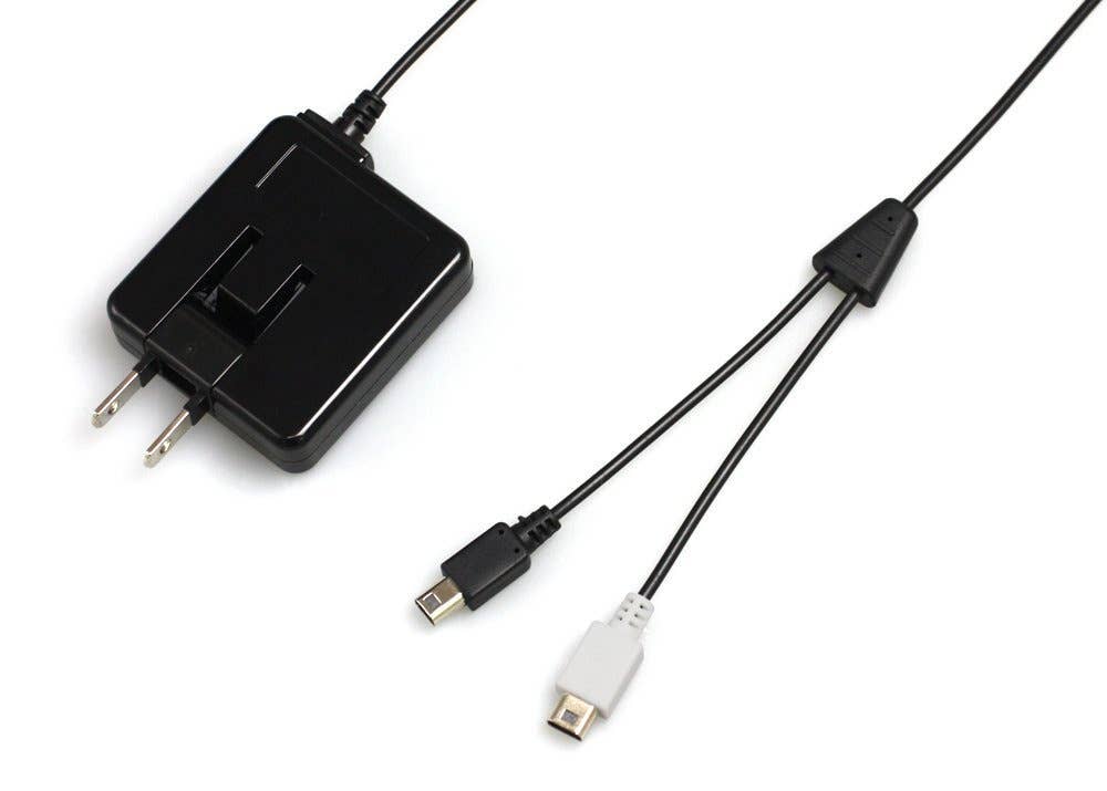 Wii U Game Pad Corresponding Twin Charging Long AC Adapter Black