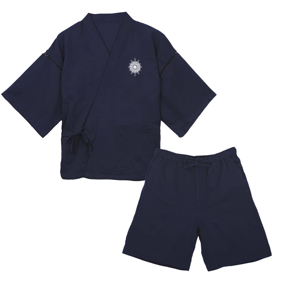 Frieren: Beyond Journey's End - Jinbei dengan motif Frieren sedang dimakan Mimic varian navy ukuran Large (XL-XXL)