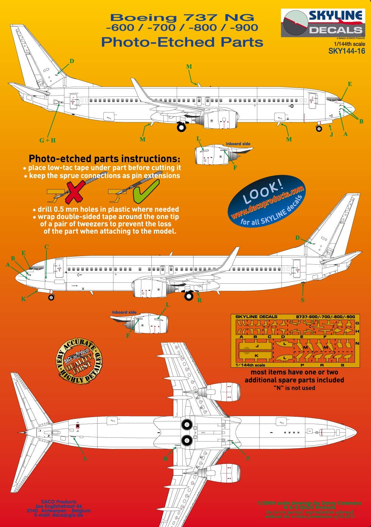 Boeing 737NG600/700/800/900 PhotoEcthed Parts (2pcs)