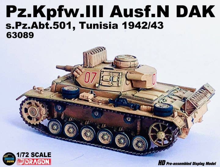 WW.II German Panzer III Panzer N Type DAK 501st Heavy Tank Battalion No